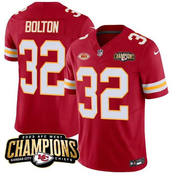 Men & Women & Youth Kansas City Chiefs #32 Nick Bolton Red 2023 F.U.S.E. AFC West Champions With NKH Patch Vapor Untouchable Limited Jersey,We sell and wholesale Men & Women & Youth Kansas City Chiefs #32 Nick Bolton Red 2023 F.U.S.E. AFC West Champions With NKH Patch Vapor Untouchable Limited Jersey on line form chian!